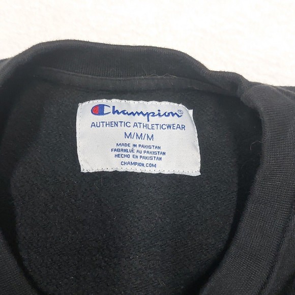 Champion Black Essentials Spellout Crewneck Sweatshirt Men's Size Medium - Picture 5 of 13